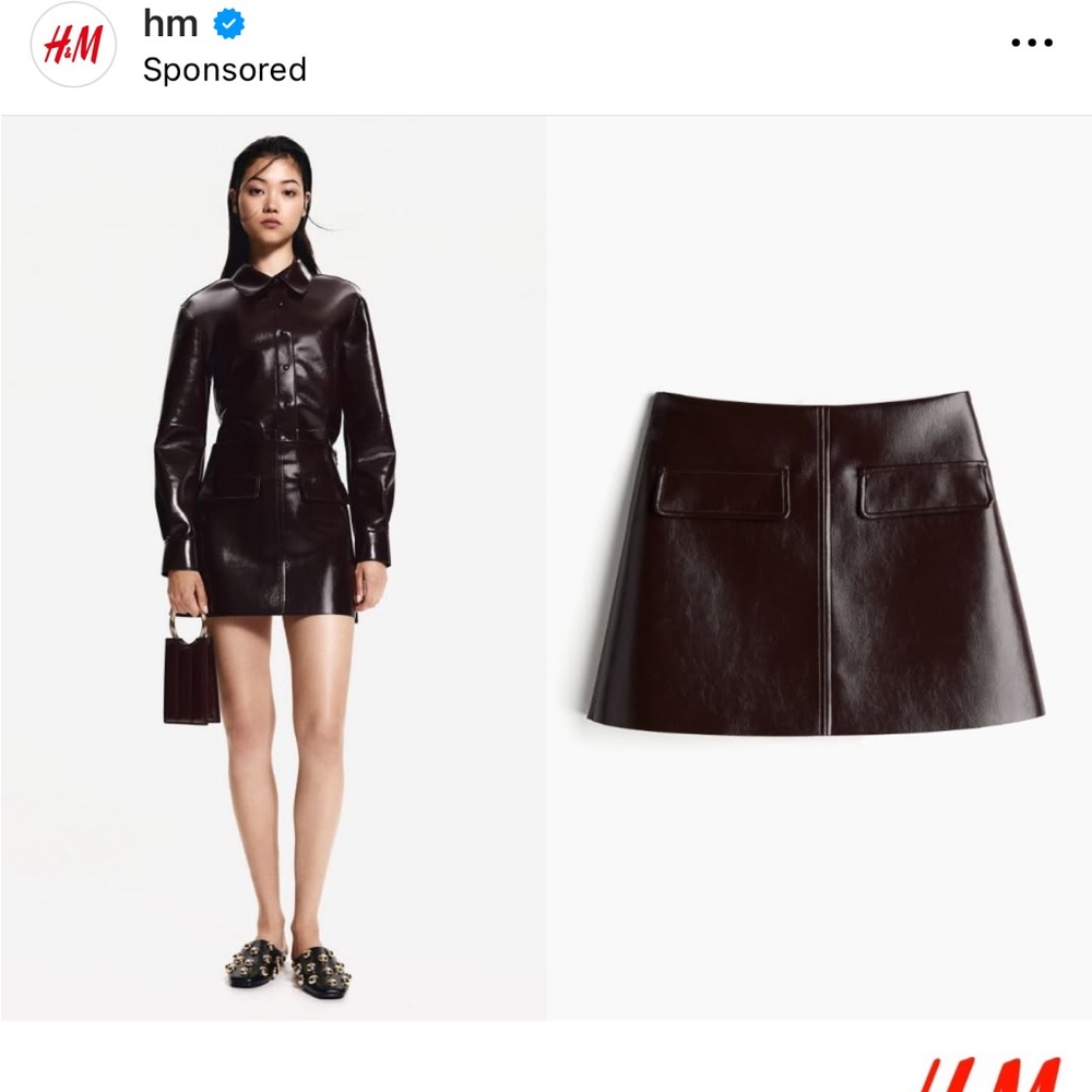 H&M Dark Brown A-Line Skirt (S) & Matching Top (M)